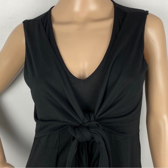 NEW ALLSAINTS BLACK JERSEY TIE-WAIST MINI DRESS - Picture 3 of 7